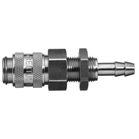 45593270 Coupling - Dry Break - Panel Mount Double shut-off quick couplings with flatsealing or dry-break system for leak-free design. (KL series). On the coupling and plug, our leak-free coupling systems have valves that build up no dead-space volume. As such, when the connection is broken, no drops of the medium being channelled are able to escape. This variant is especially suitable for transporting aggressive media or in sensitive environments like in cleanrooms.