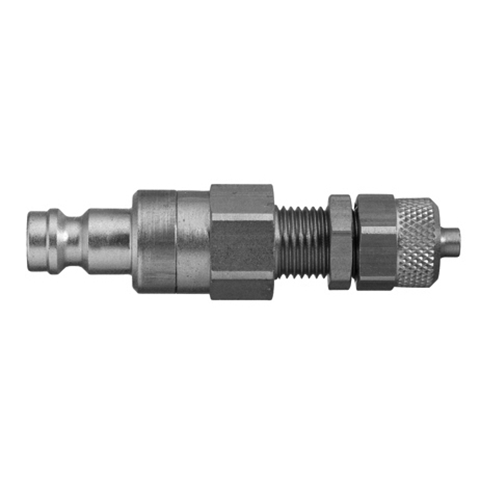 45598300 Nipple - Dry Break - Panel Mount Double shut-off nipple with flatsealing or dry-break system for leak-free design. (KL series). On the coupling and plug, our leak-free coupling systems have valves that build up no dead-space volume. As such, when the connection is broken, no drops of the medium being channelled are able to escape. This variant is especially suitable for transporting aggressive media or in sensitive environments like in cleanrooms.