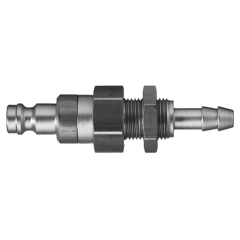 45599260 Nipple - Dry Break - Panel Mount Double shut-off nipple with flatsealing or dry-break system for leak-free design. (KL series). On the coupling and plug, our leak-free coupling systems have valves that build up no dead-space volume. As such, when the connection is broken, no drops of the medium being channelled are able to escape. This variant is especially suitable for transporting aggressive media or in sensitive environments like in cleanrooms.