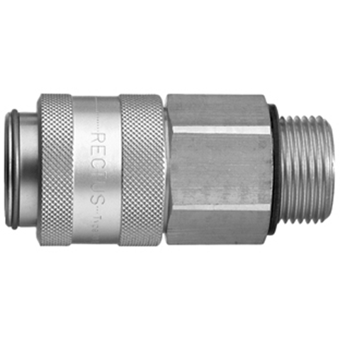 46426050 Coupling - Dry Break - Male Thread Double shut-off quick couplings with flatsealing or dry-break system for leak-free design. (KL series). On the coupling and plug, our leak-free coupling systems have valves that build up no dead-space volume. As such, when the connection is broken, no drops of the medium being channelled are able to escape. This variant is especially suitable for transporting aggressive media or in sensitive environments like in cleanrooms.