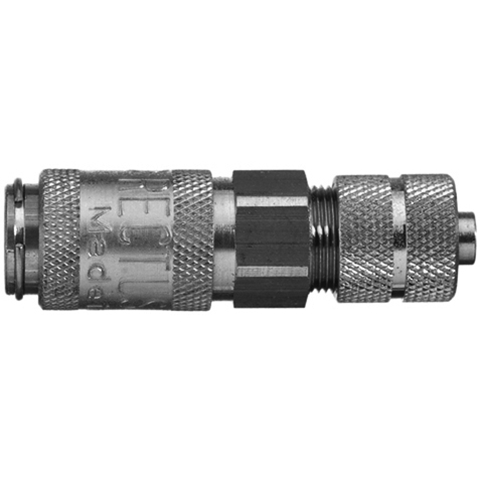 46500800 Coupling - Double Shut-off - Plastic Hose Connection Double shut-off quick coupler (KB serie) On the double shut-off systems, after disconnection, the flow stops both in the coupling and in the plug. The medium remains in the hose in both connecting lines, the pressure is held constant and will not be released.