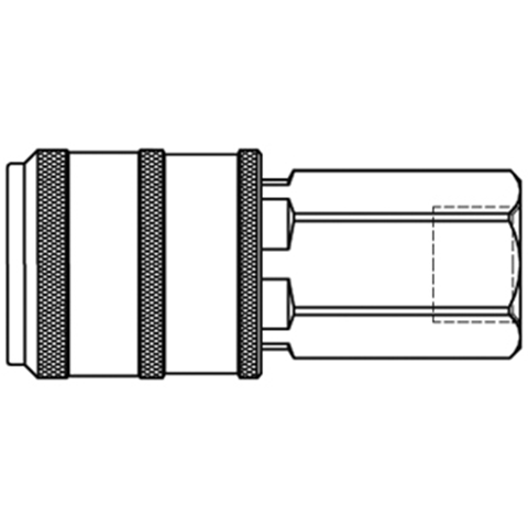 48147400 Coupling - Self Venting - Female Thread Self-Venting quick coupling.The Self-venting takes place during disconnection – no risk of pressurised hoses being  tossed around. When the sleeve is pulled back, the plug is released yet remains locked in. The  coupling valve closes and the air is vented from the air line at the same time. Only then, by operating the sleeve again, can uncoupling take place safely. The system fulfils the requirements  of ISO 4414 – increased safety standards in the work place. The plastic sleeve does not scratch working surfaces.