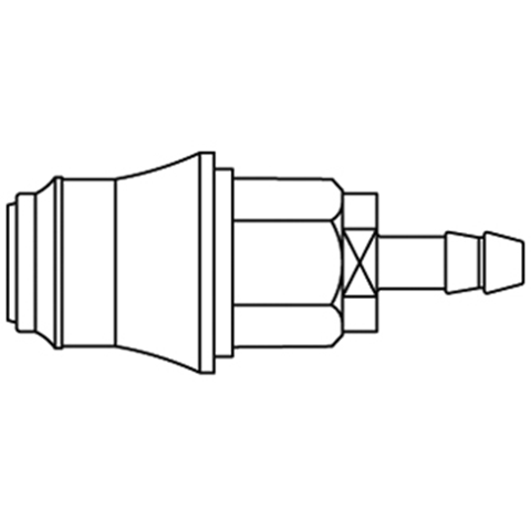 48830975 Coupling - Double Shut-off - Hose Barb Double shut-off quick coupler (KB serie) On the double shut-off systems, after disconnection, the flow stops both in the coupling and in the plug. The medium remains in the hose in both connecting lines, the pressure is held constant and will not be released.