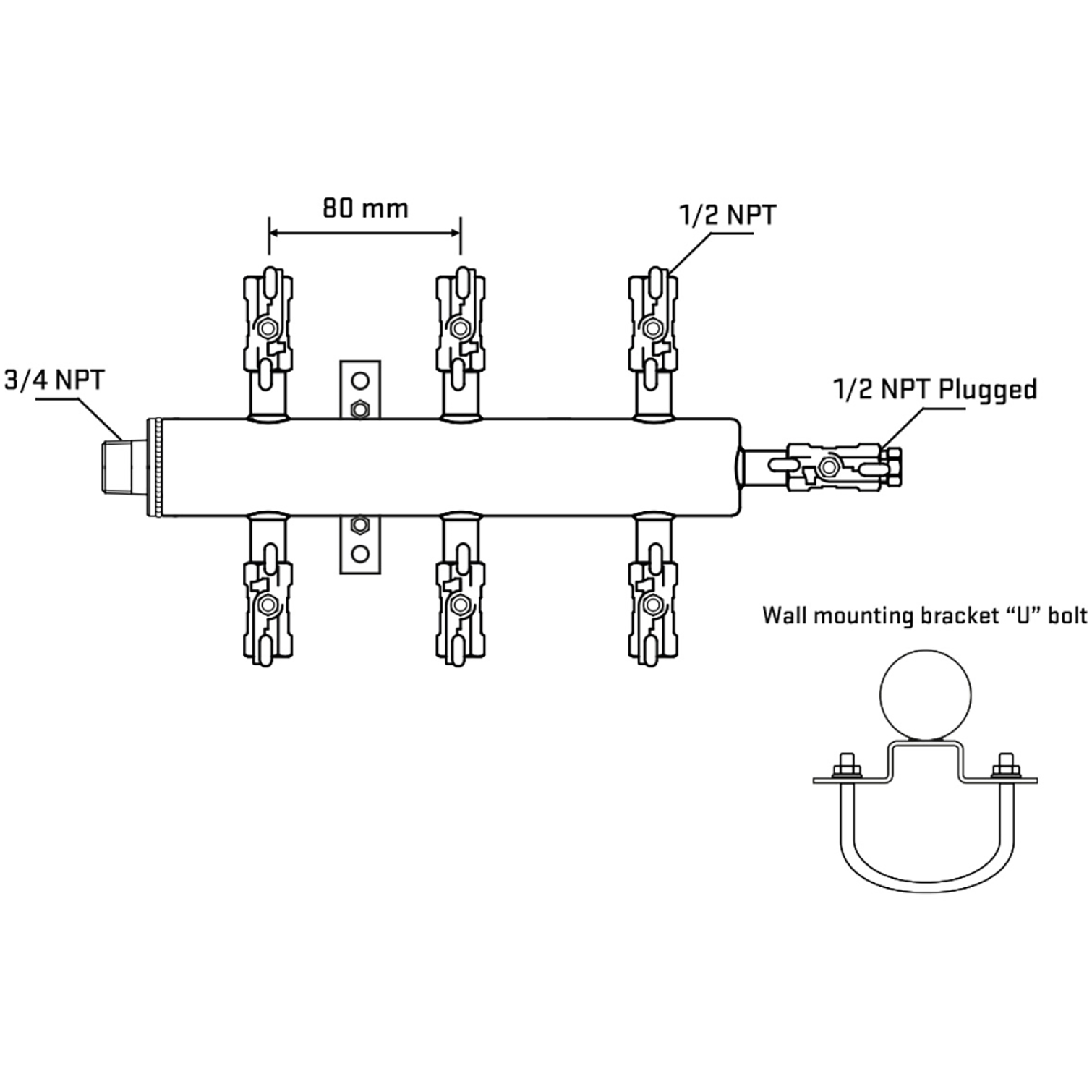 M506A010811 Manifolds Stainless Steel Double Sided