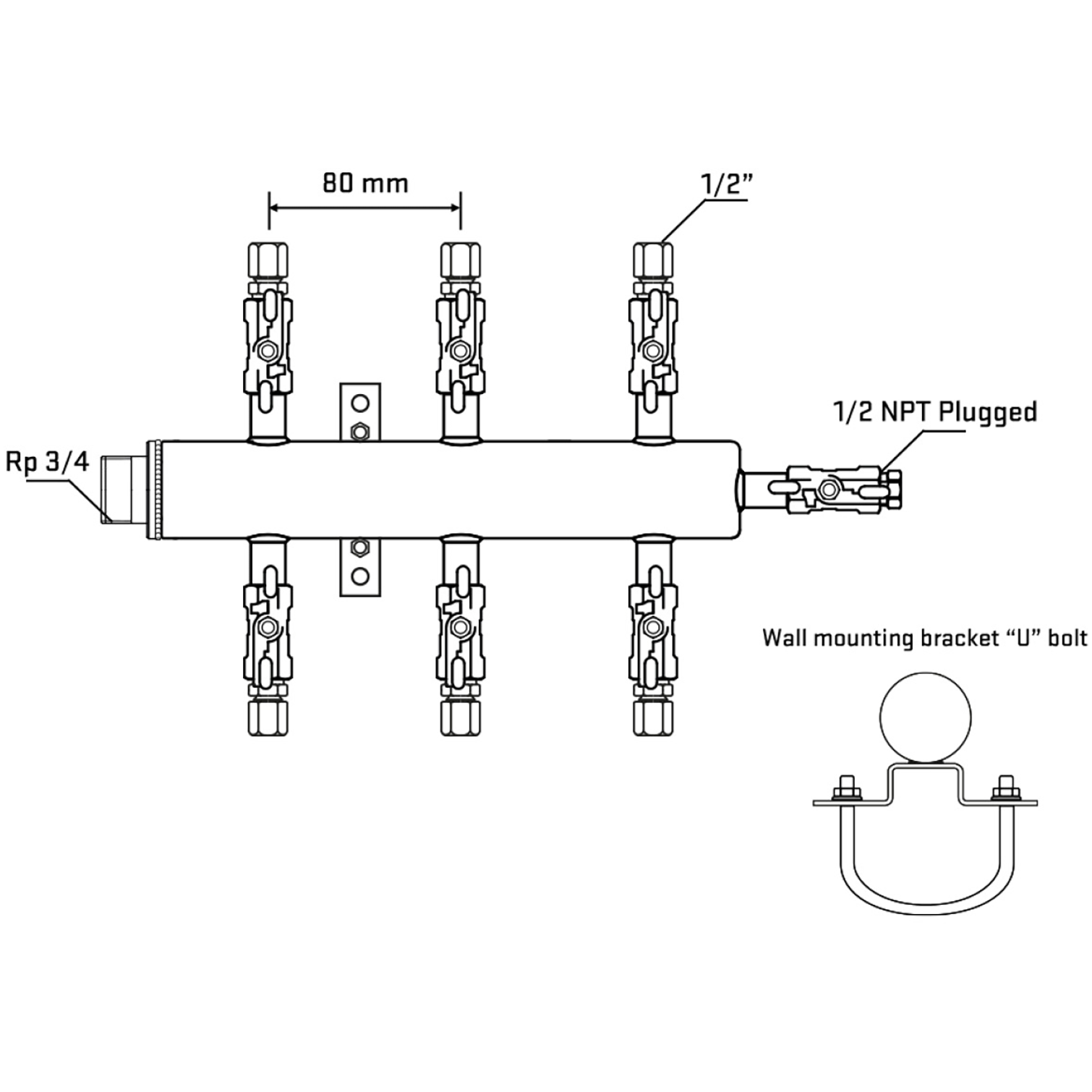 M506A050611 Manifolds Stainless Steel Double Sided
