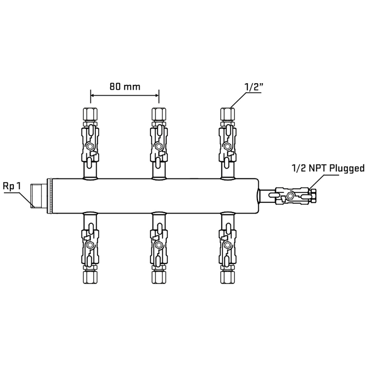 M506A050710 Manifolds Stainless Steel Double Sided