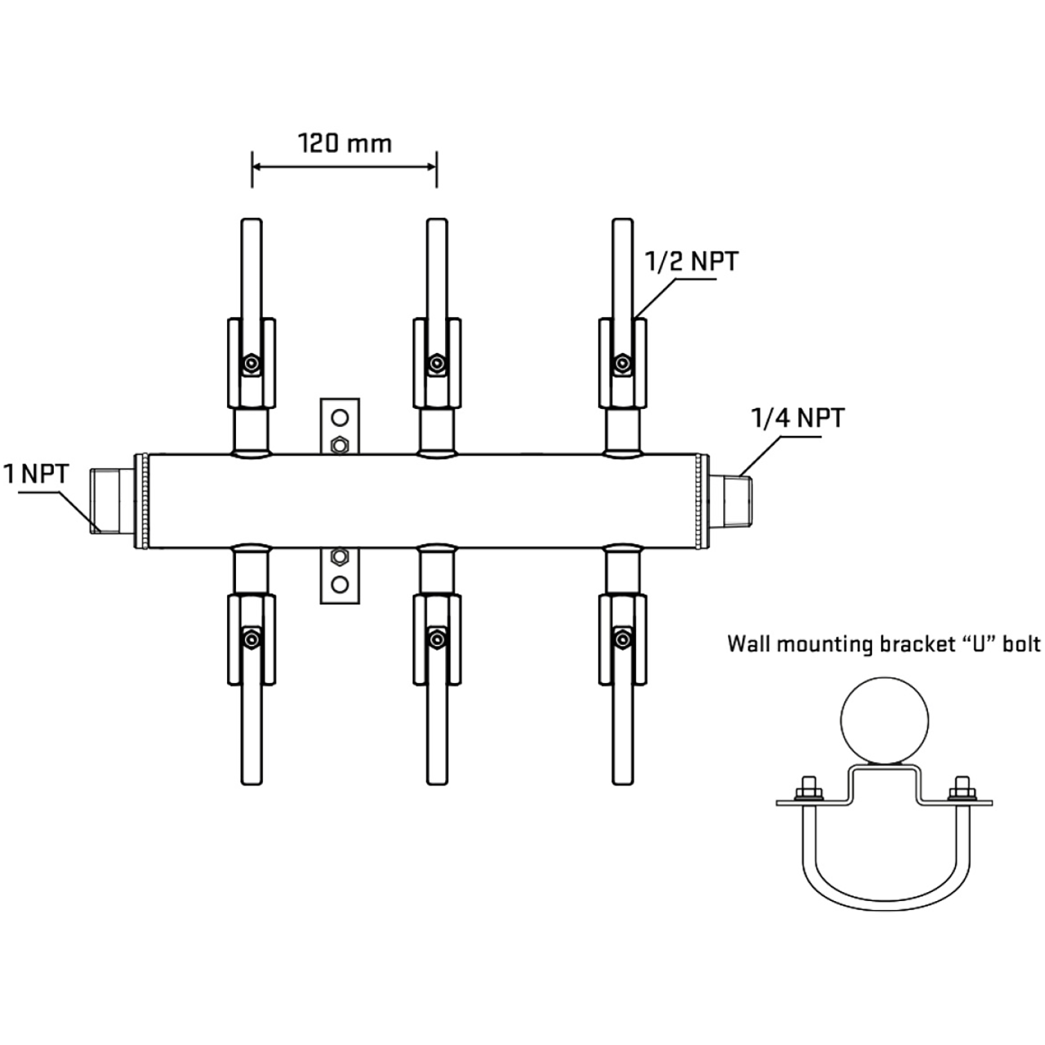 M506B081141 Manifolds Stainless Steel Double Sided