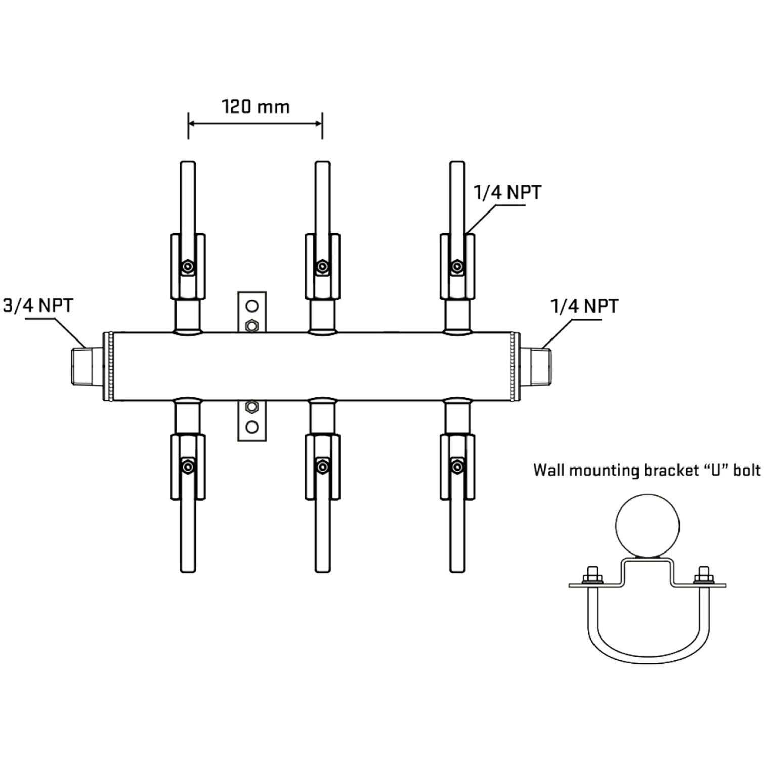 M506B090841 Manifolds Stainless Steel Double Sided