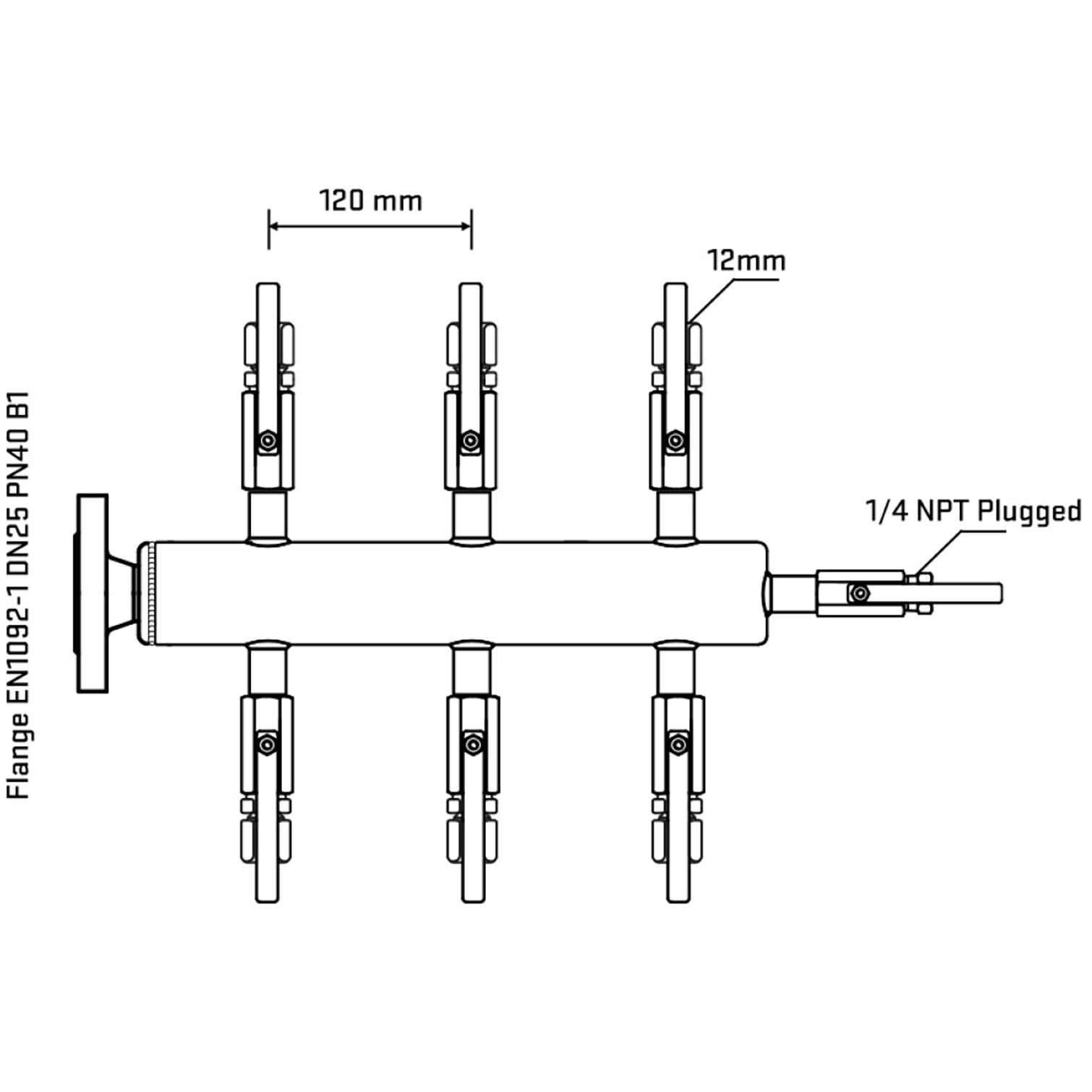 M506B100320 Manifolds Stainless Steel Double Sided