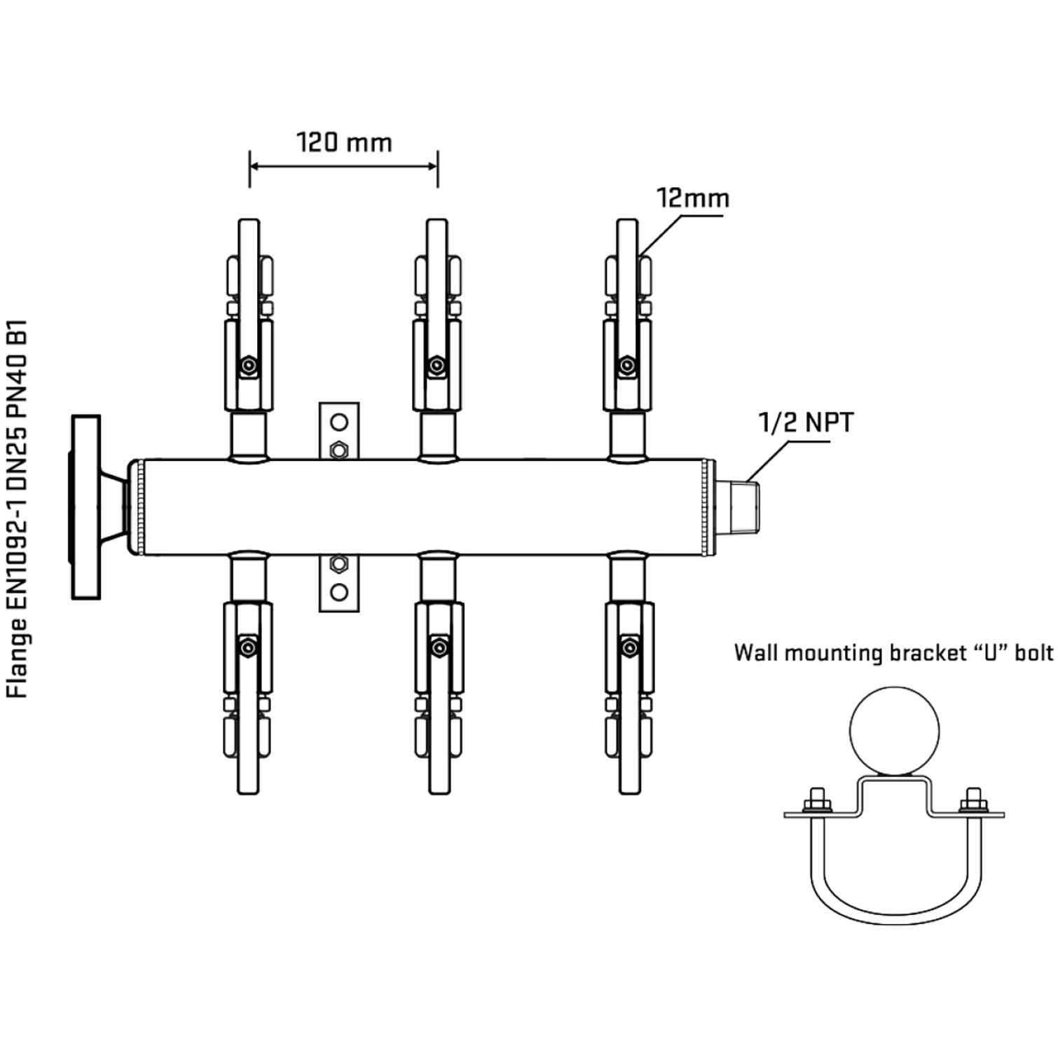 M506B100331 Manifolds Stainless Steel Double Sided