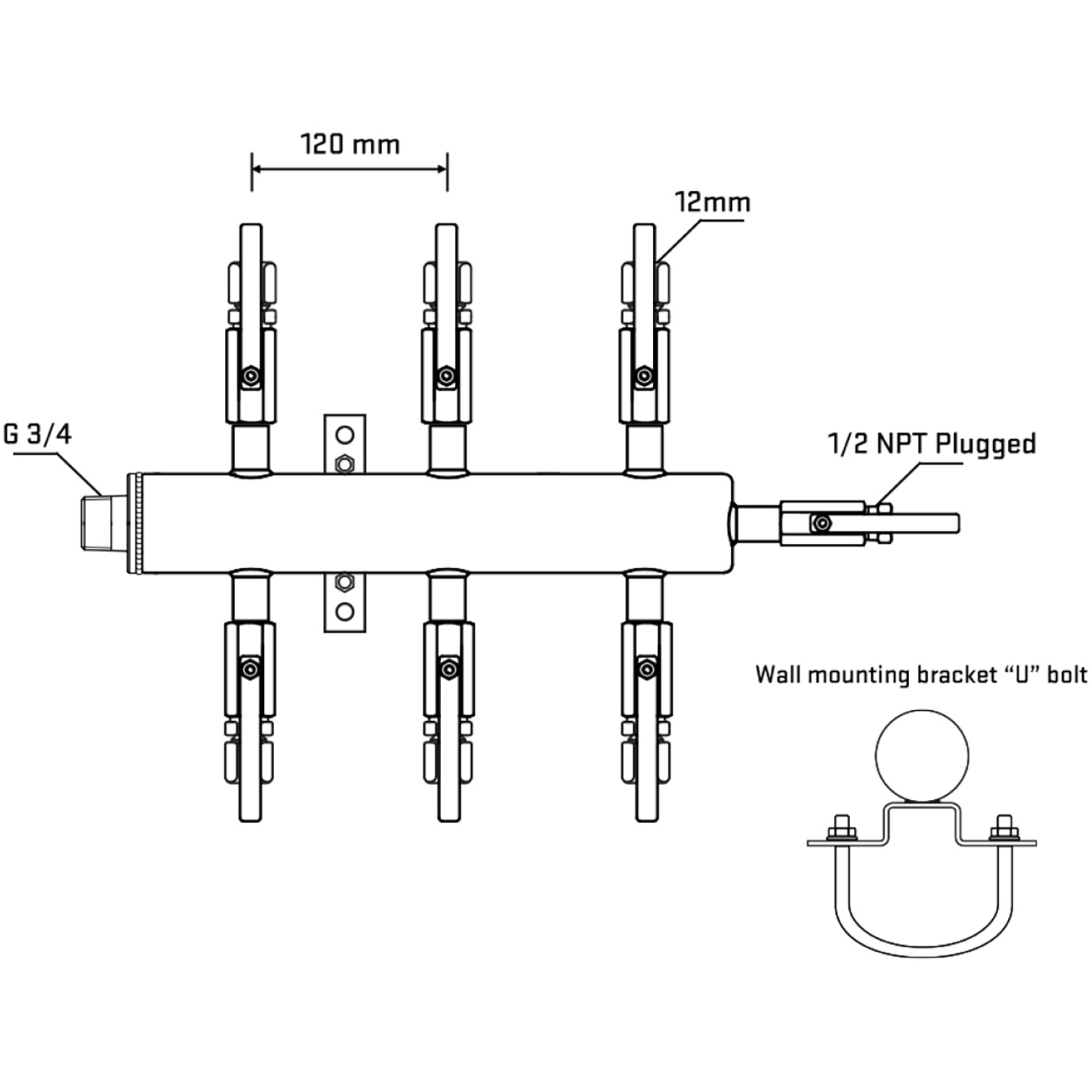 M506B100411 Manifolds Stainless Steel Double Sided