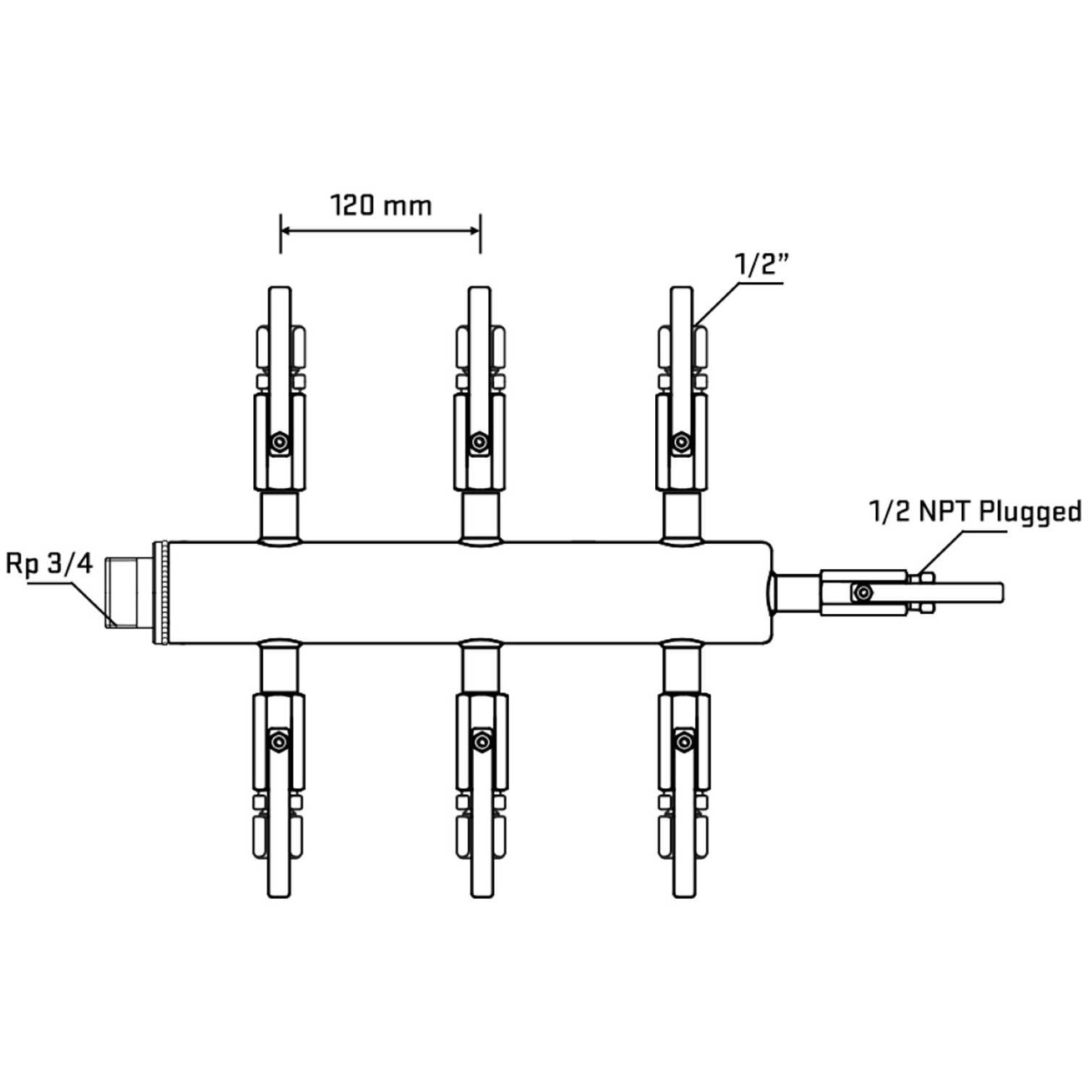 M506B120610 Manifolds Stainless Steel Double Sided