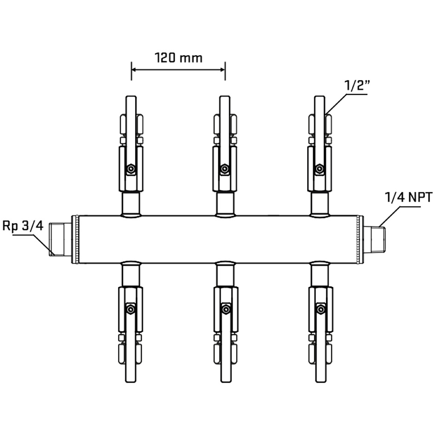 M506B120640 Manifolds Stainless Steel Double Sided