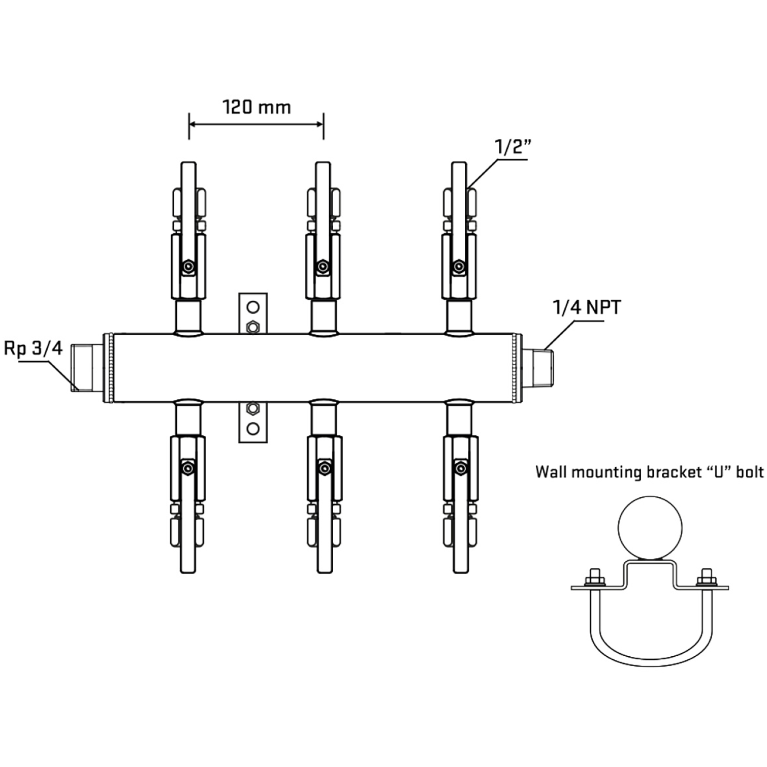 M506B120641 Manifolds Stainless Steel Double Sided