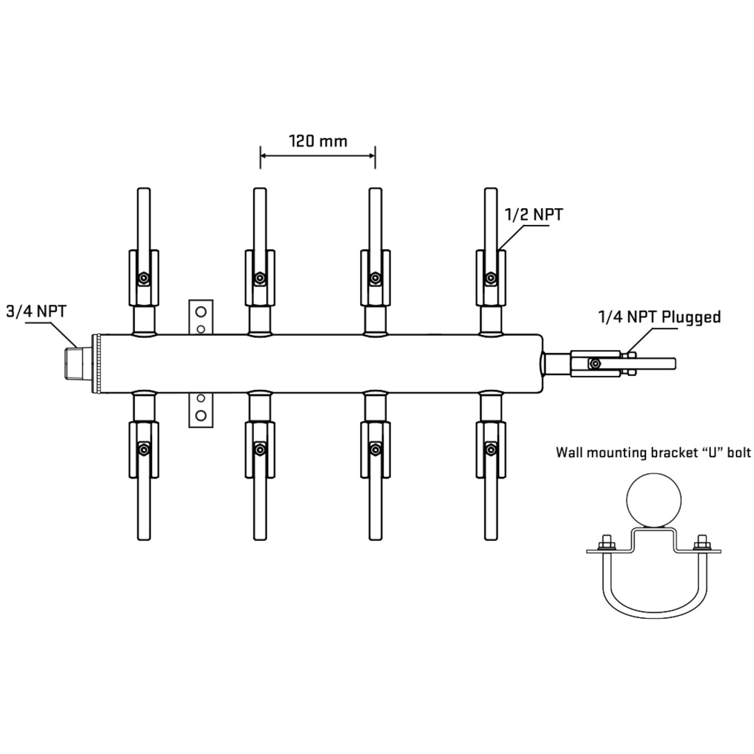 M508B080821 Manifolds Stainless Steel Double Sided