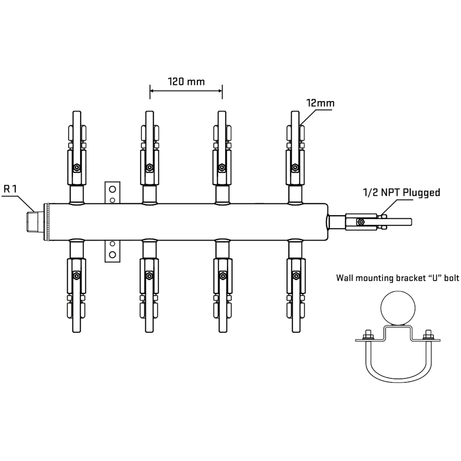 M508B110511 Manifolds Stainless Steel Double Sided