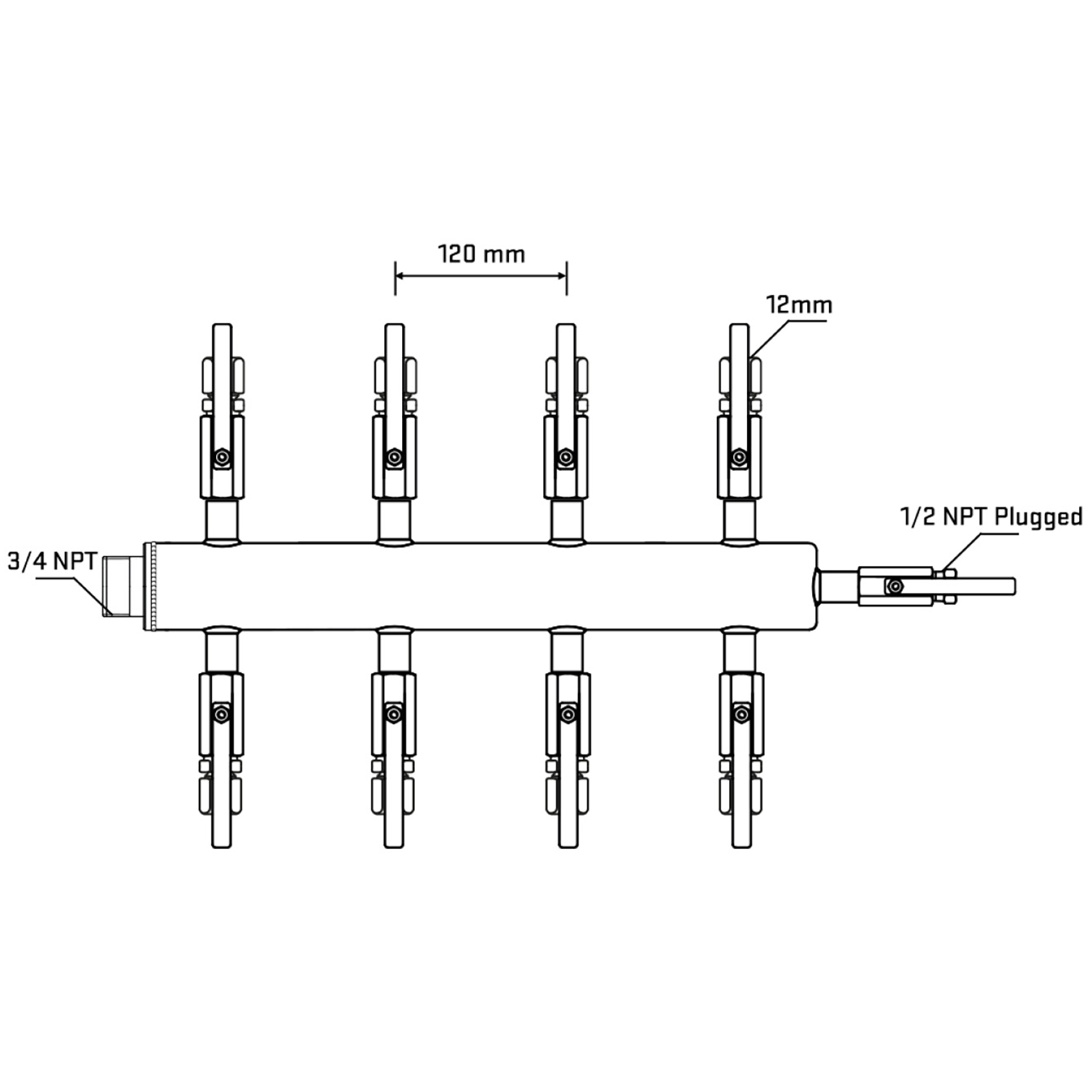 M508B111010 Manifolds Stainless Steel Double Sided