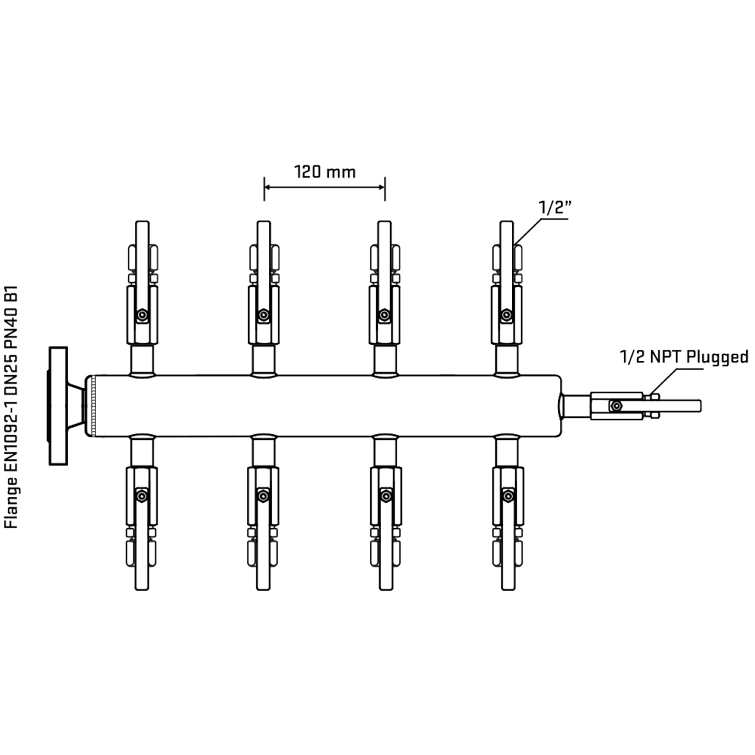 M508B120310 Manifolds Stainless Steel Double Sided