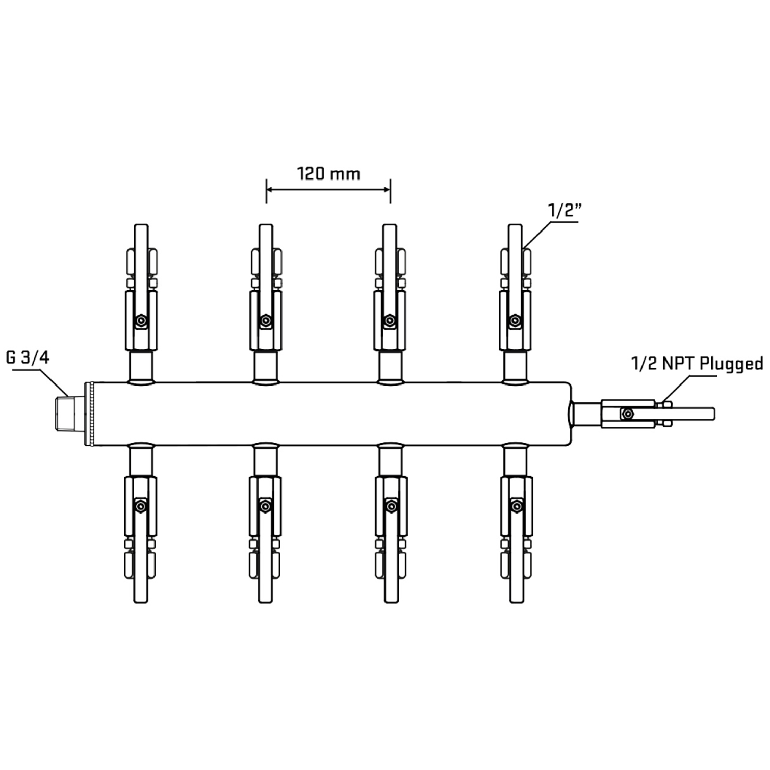 M508B120410 Manifolds Stainless Steel Double Sided