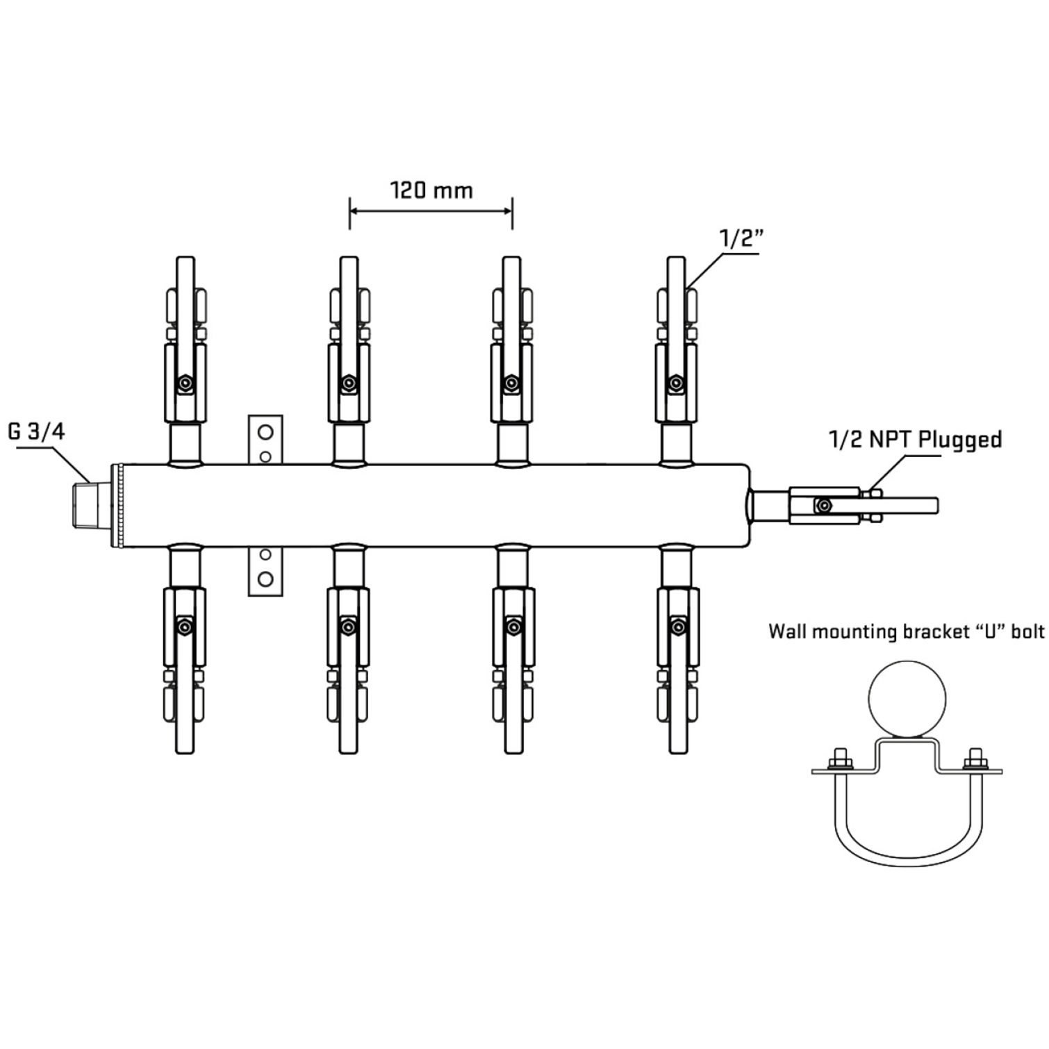 M508B120411 Manifolds Stainless Steel Double Sided