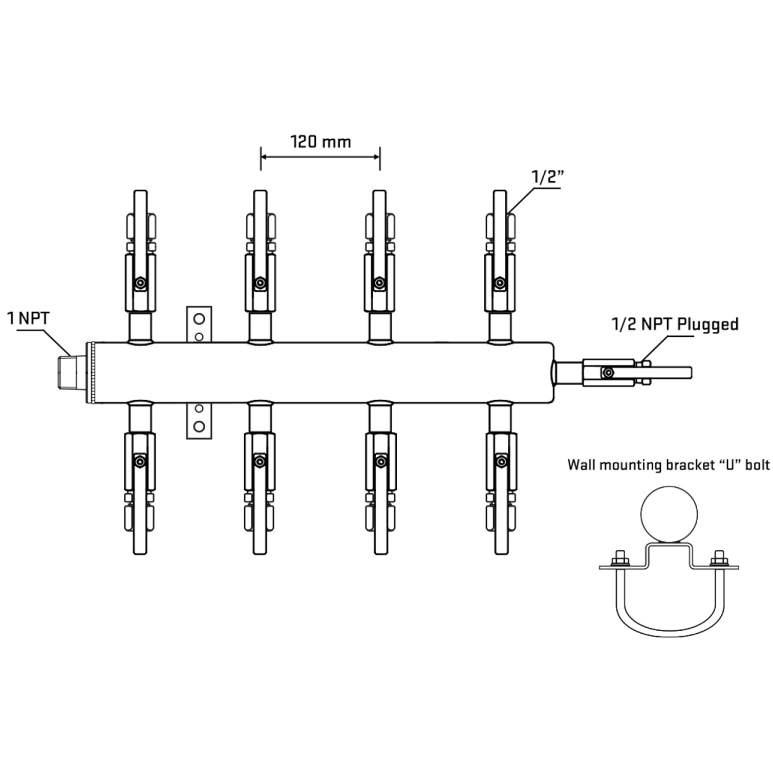 M508B120911 Manifolds Stainless Steel Double Sided