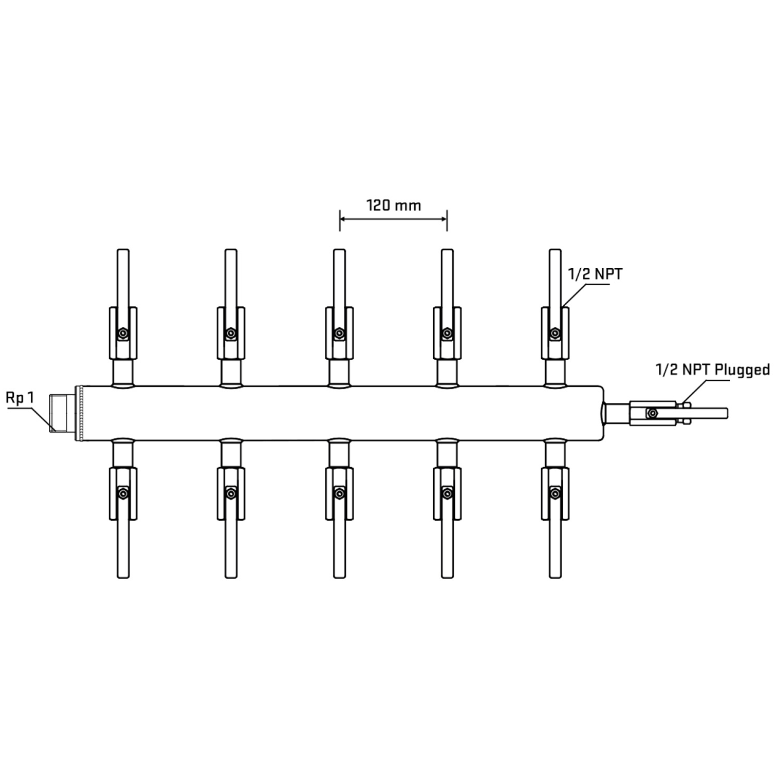 M510B080710 Manifolds Stainless Steel Double Sided