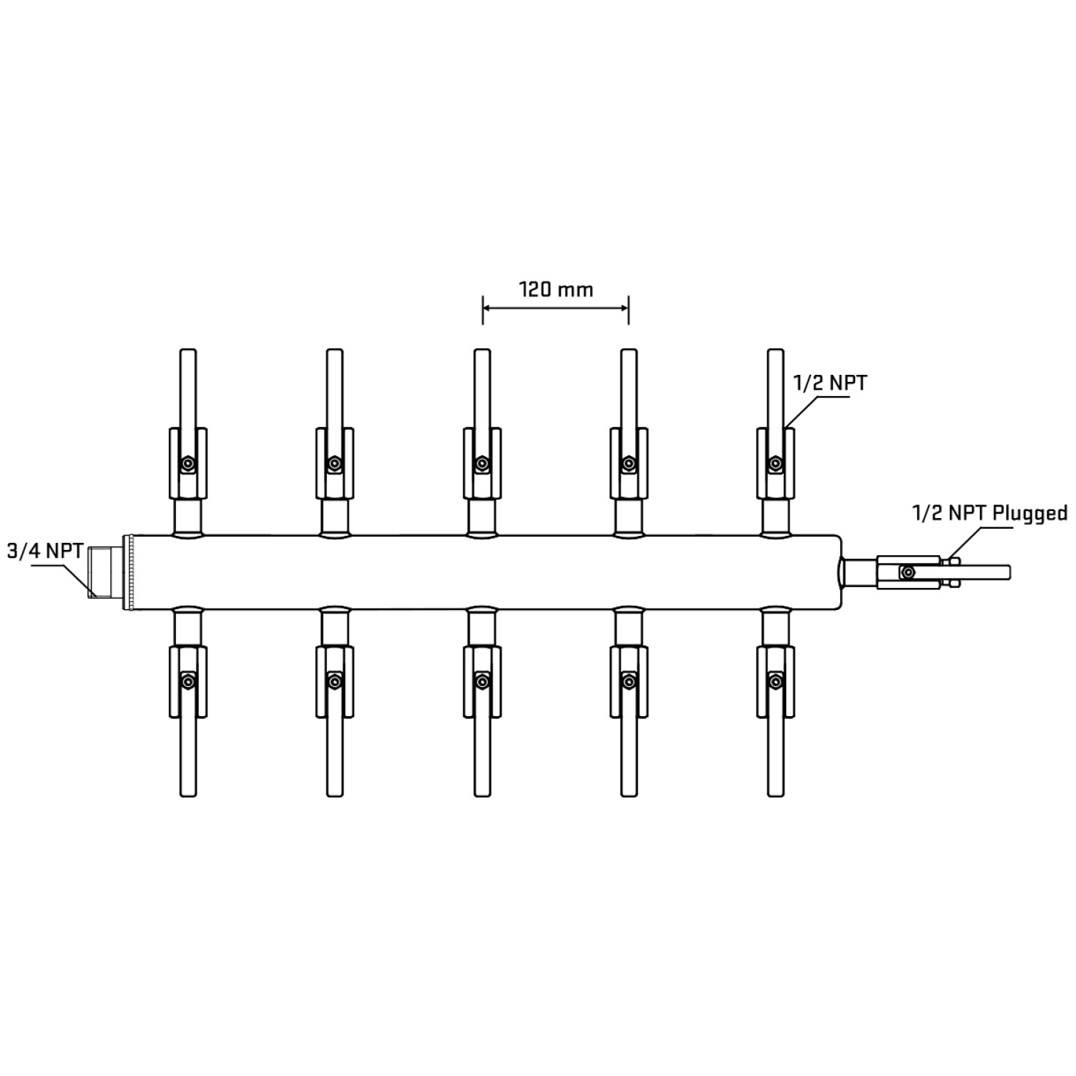 M510B081010 Manifolds Stainless Steel Double Sided