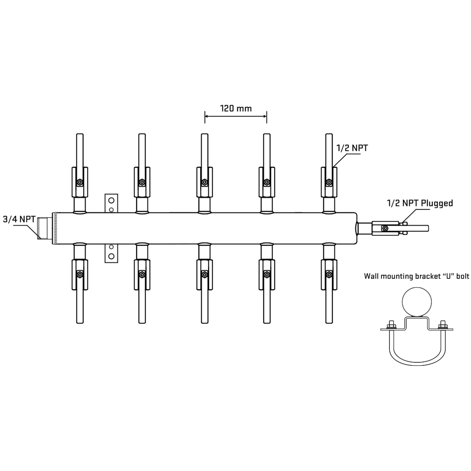 M510B081011 Manifolds Stainless Steel Double Sided
