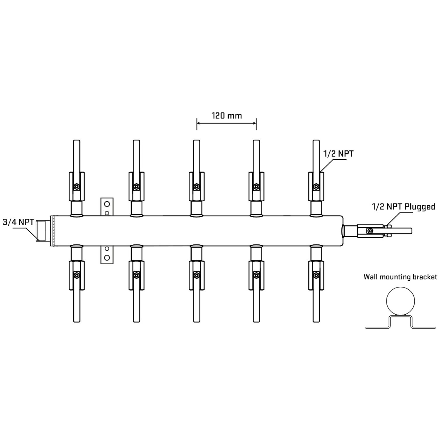 M510B081012 Manifolds Stainless Steel Double Sided