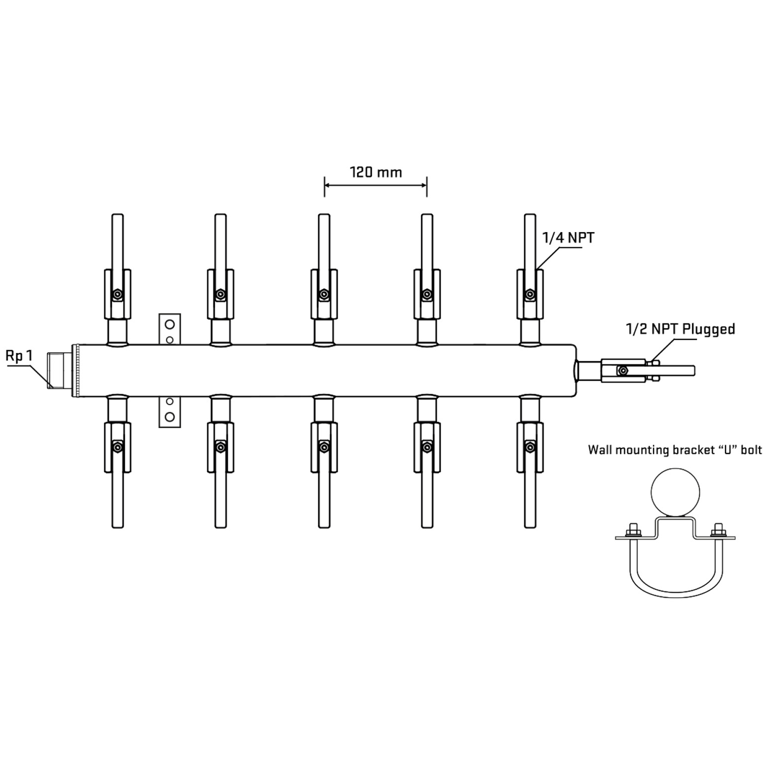 M510B090711 Manifolds Stainless Steel Double Sided