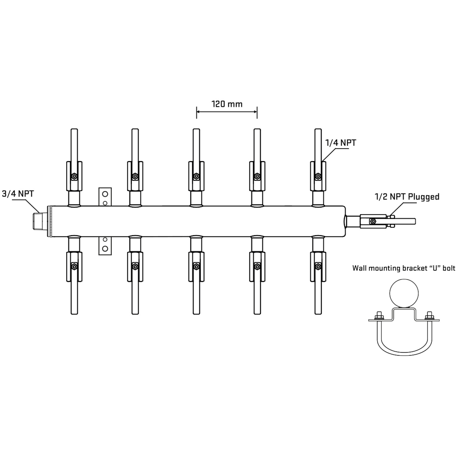 M510B090811 Manifolds Stainless Steel Double Sided