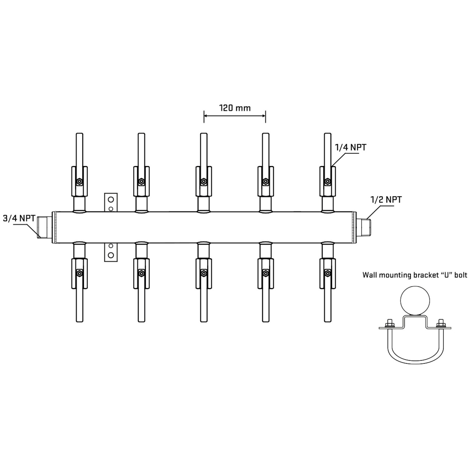 M510B091031 Manifolds Stainless Steel Double Sided