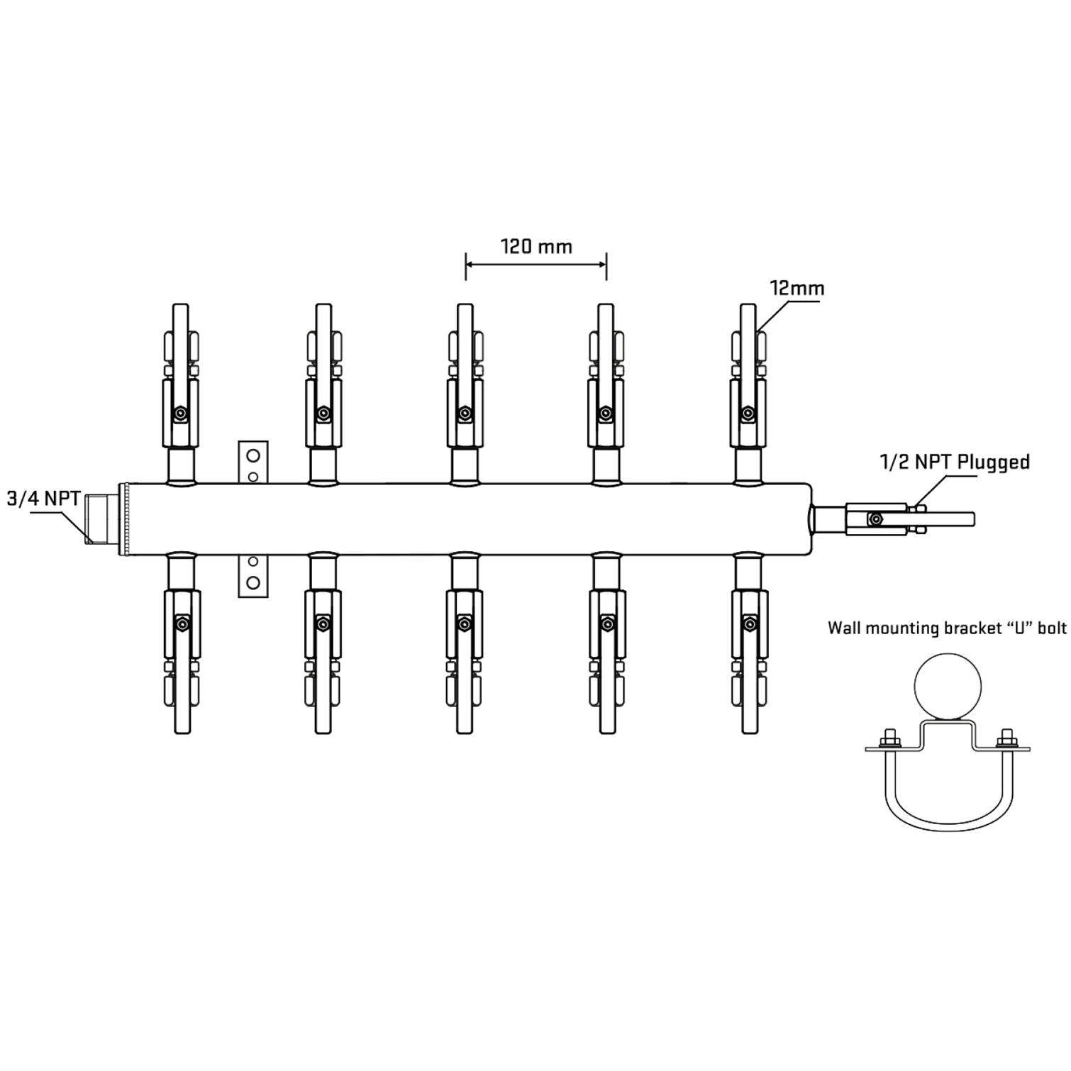 M510B111011 Manifolds Stainless Steel Double Sided