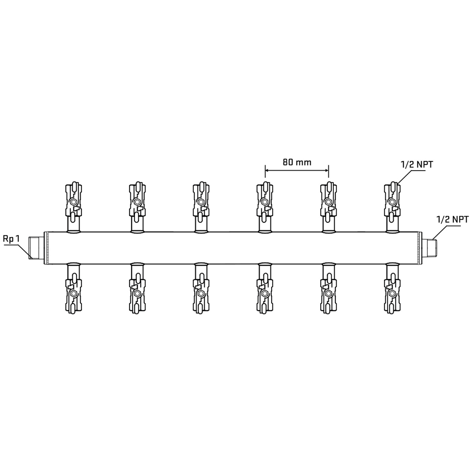 M512A010730 Manifolds Stainless Steel Double Sided