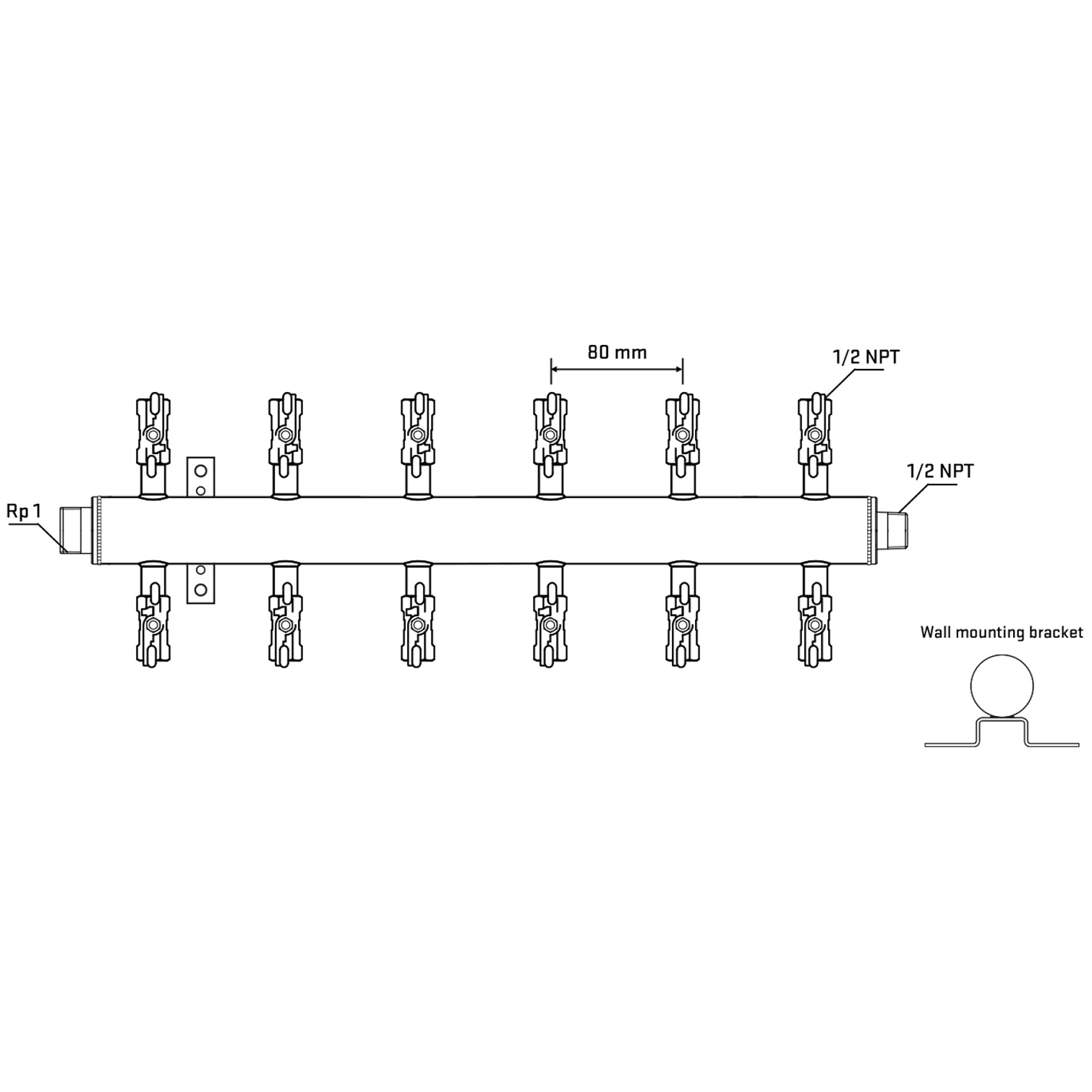 M512A010732 Manifolds Stainless Steel Double Sided