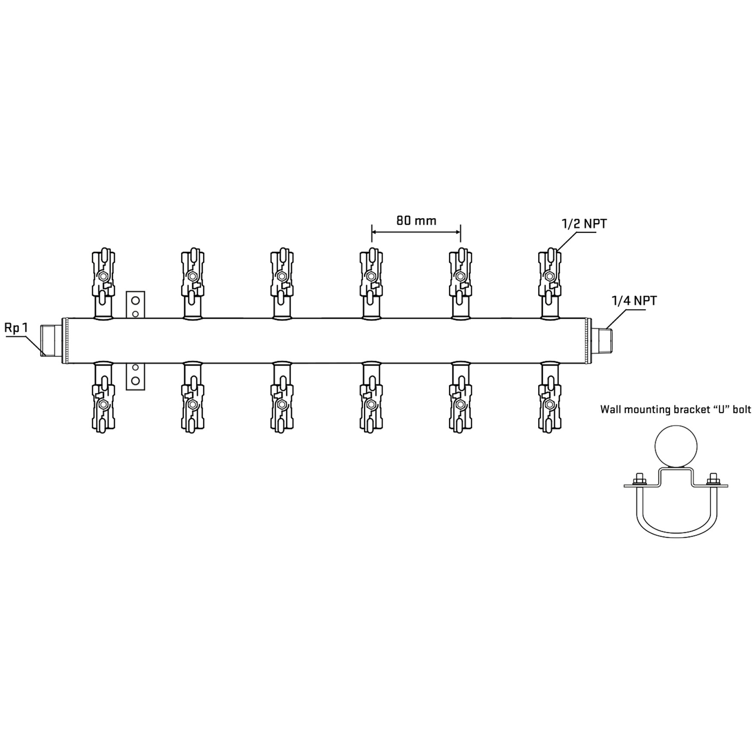 M512A010741 Manifolds Stainless Steel Double Sided