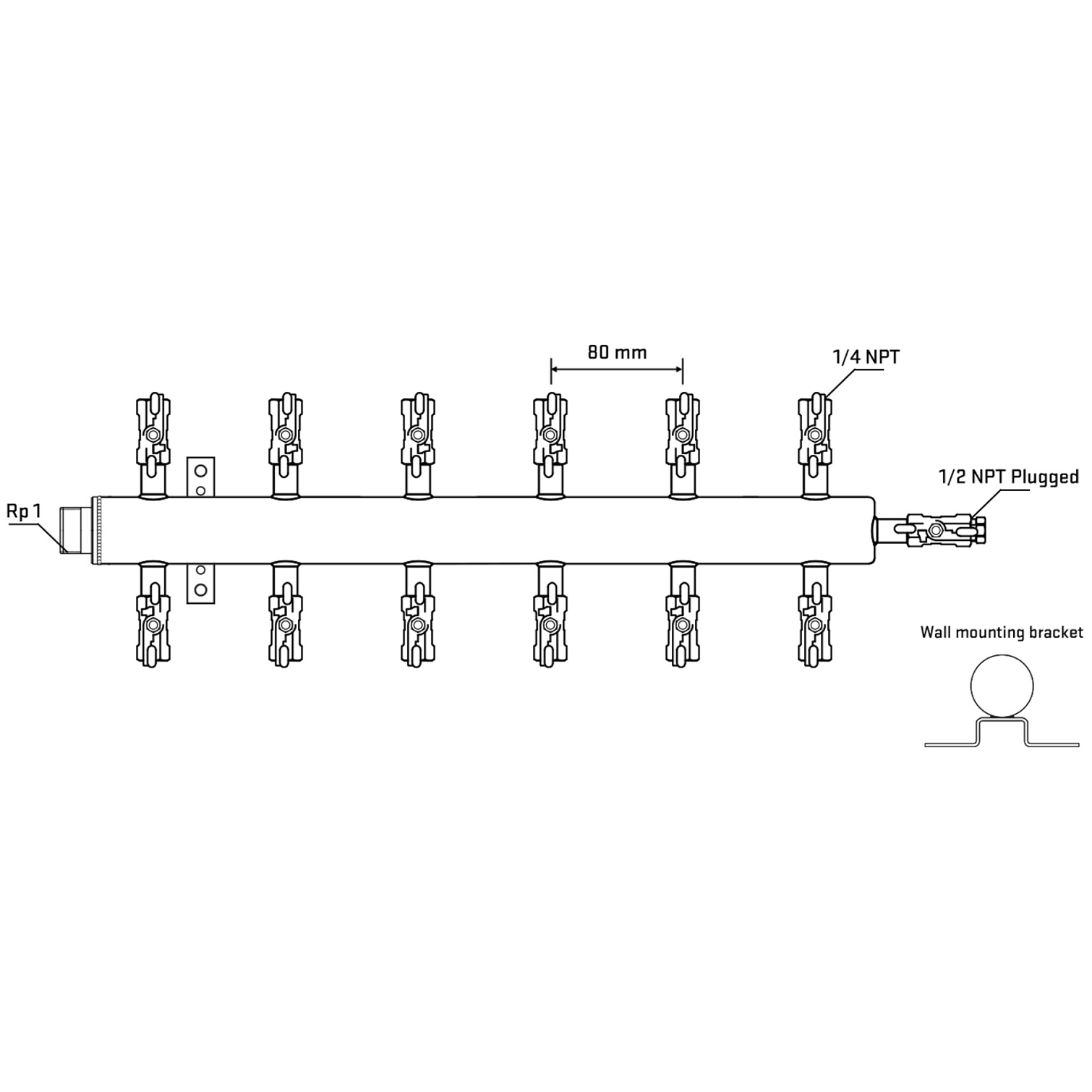 M512A020712 Manifolds Stainless Steel Double Sided