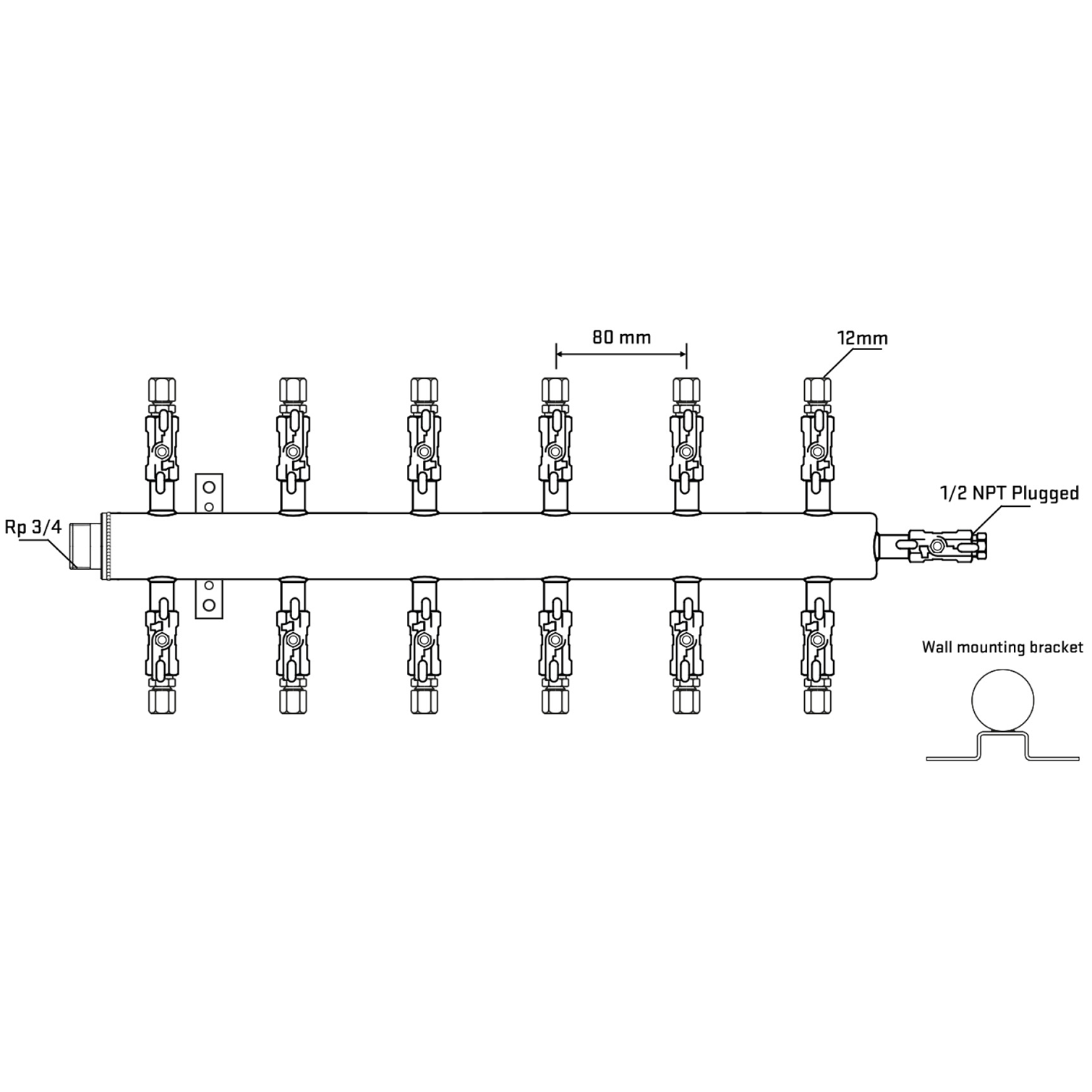 M512A040612 Manifolds Stainless Steel Double Sided