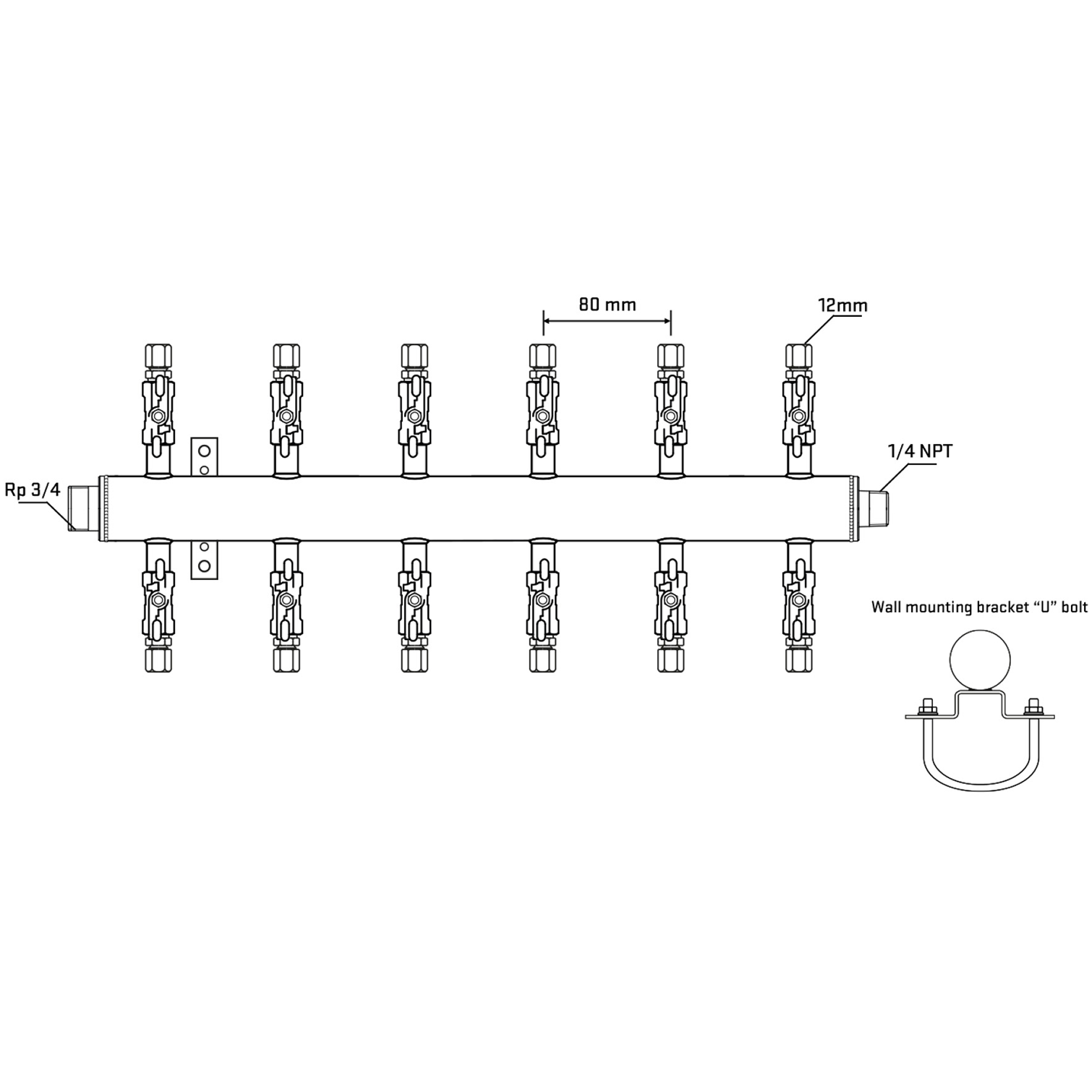 M512A040641 Manifolds Stainless Steel Double Sided