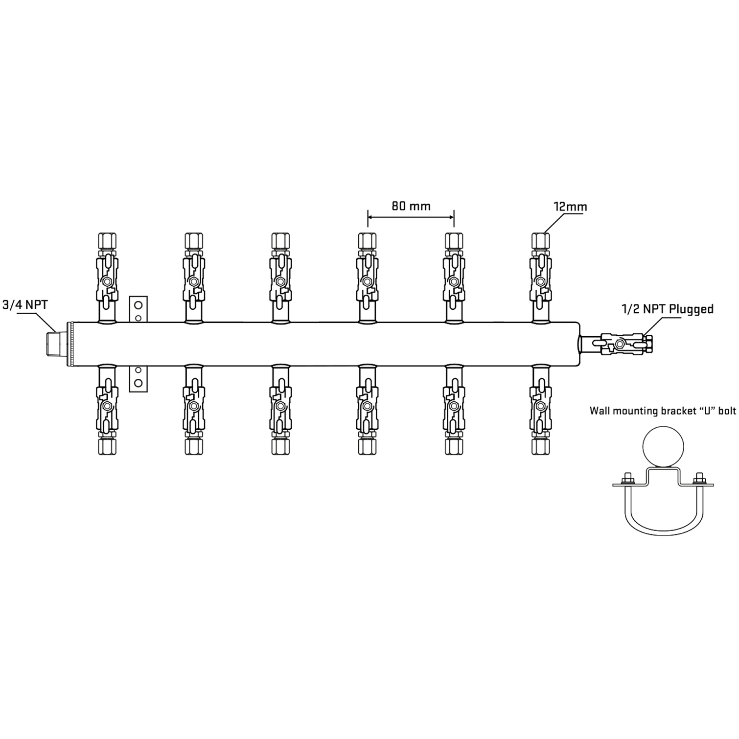 M512A040811 Manifolds Stainless Steel Double Sided