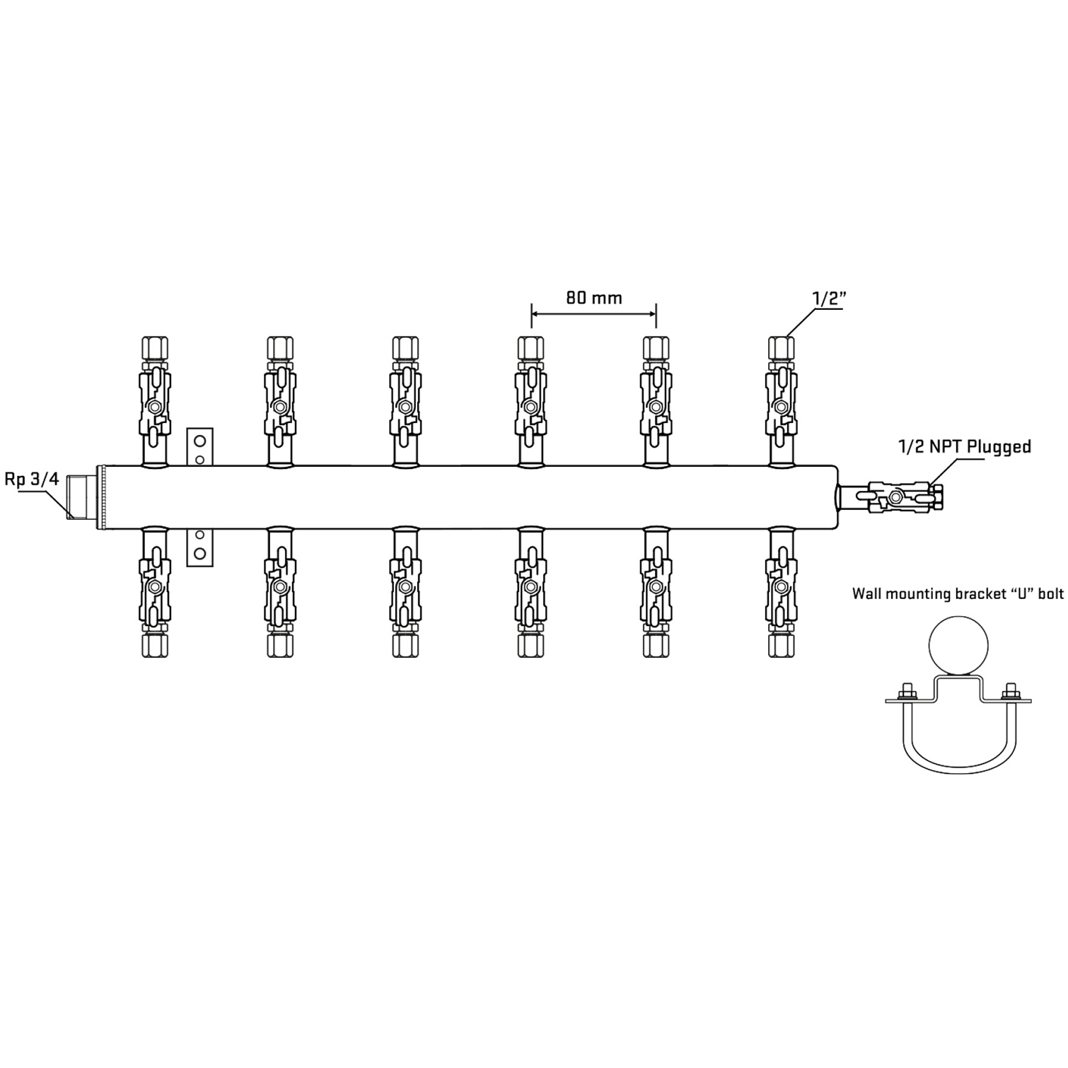 M512A050611 Manifolds Stainless Steel Double Sided