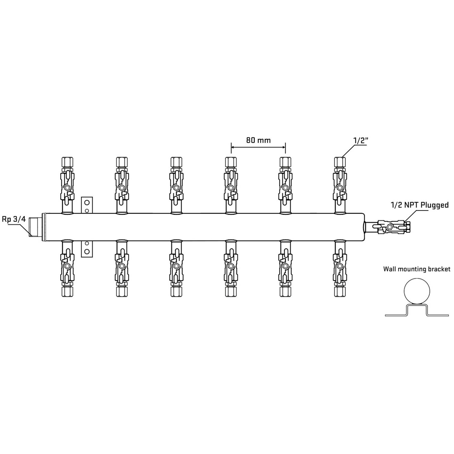 M512A050612 Manifolds Stainless Steel Double Sided