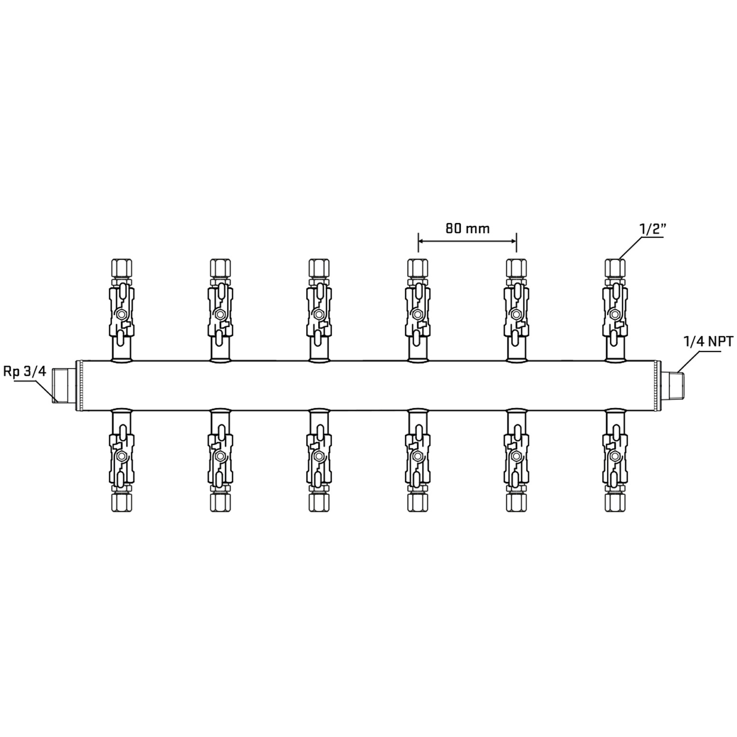 M512A050640 Manifolds Stainless Steel Double Sided