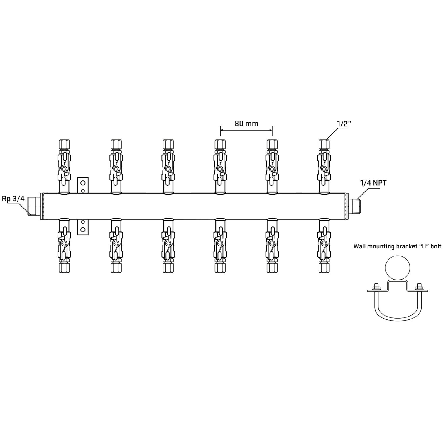 M512A050641 Manifolds Stainless Steel Double Sided