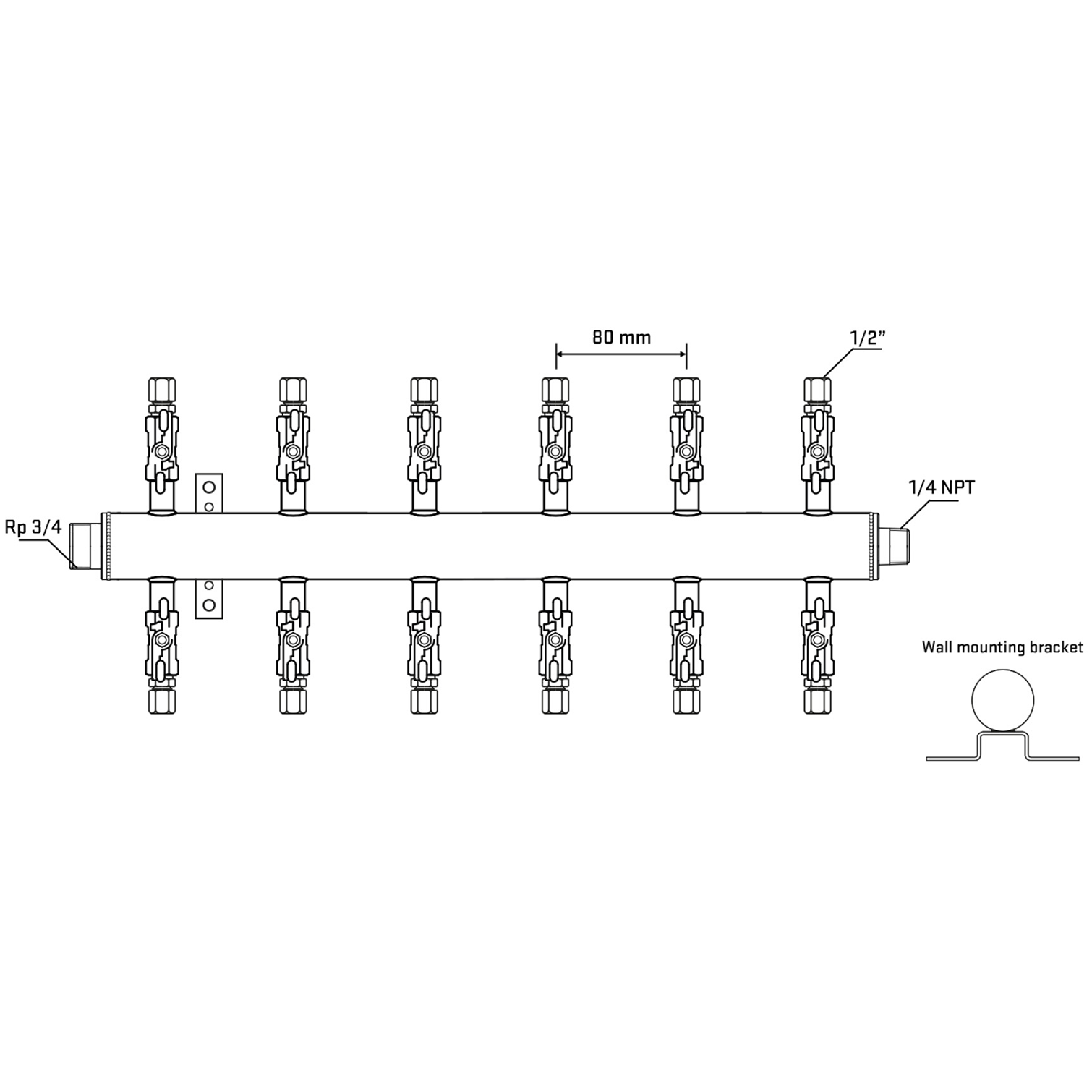 M512A050642 Manifolds Stainless Steel Double Sided