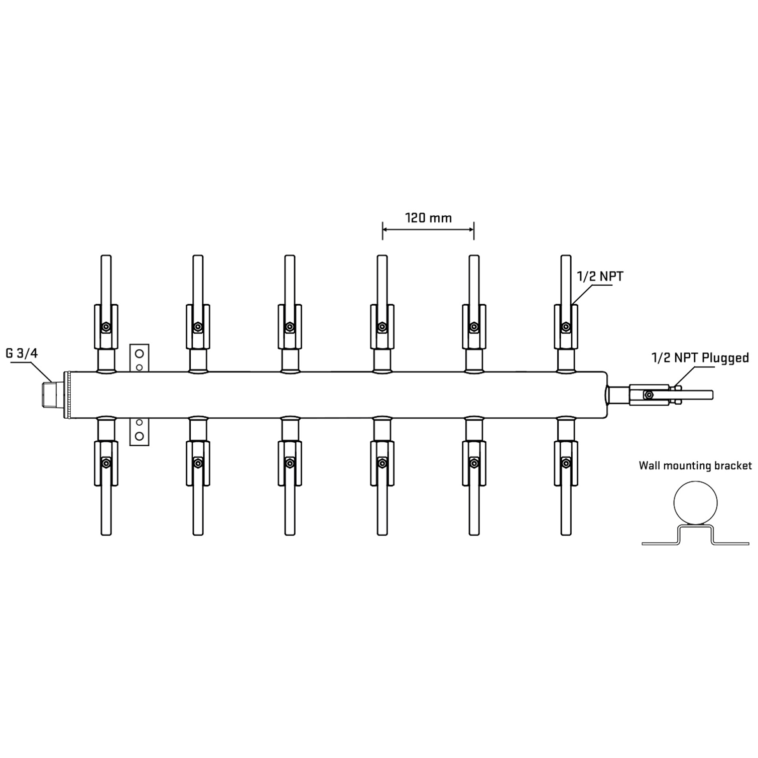 M512B080412 Manifolds Stainless Steel Double Sided