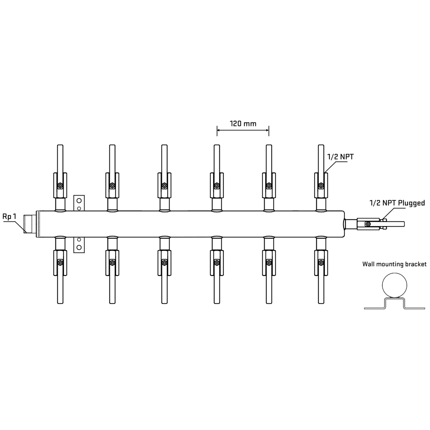 M512B080712 Manifolds Stainless Steel Double Sided