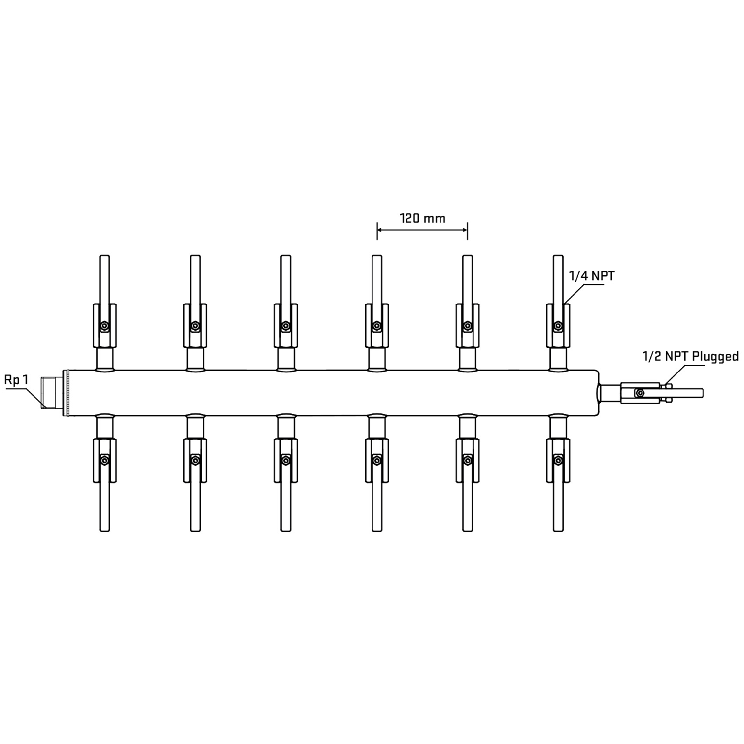 M512B090710 Manifolds Stainless Steel Double Sided