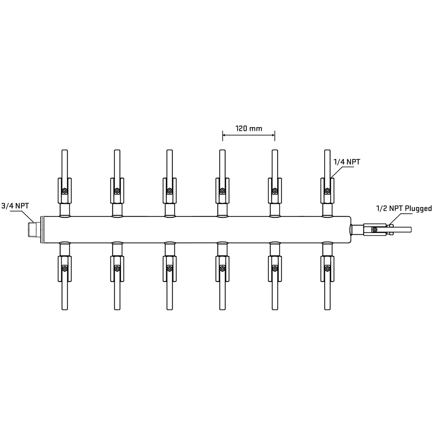 M512B090810 Manifolds Stainless Steel Double Sided