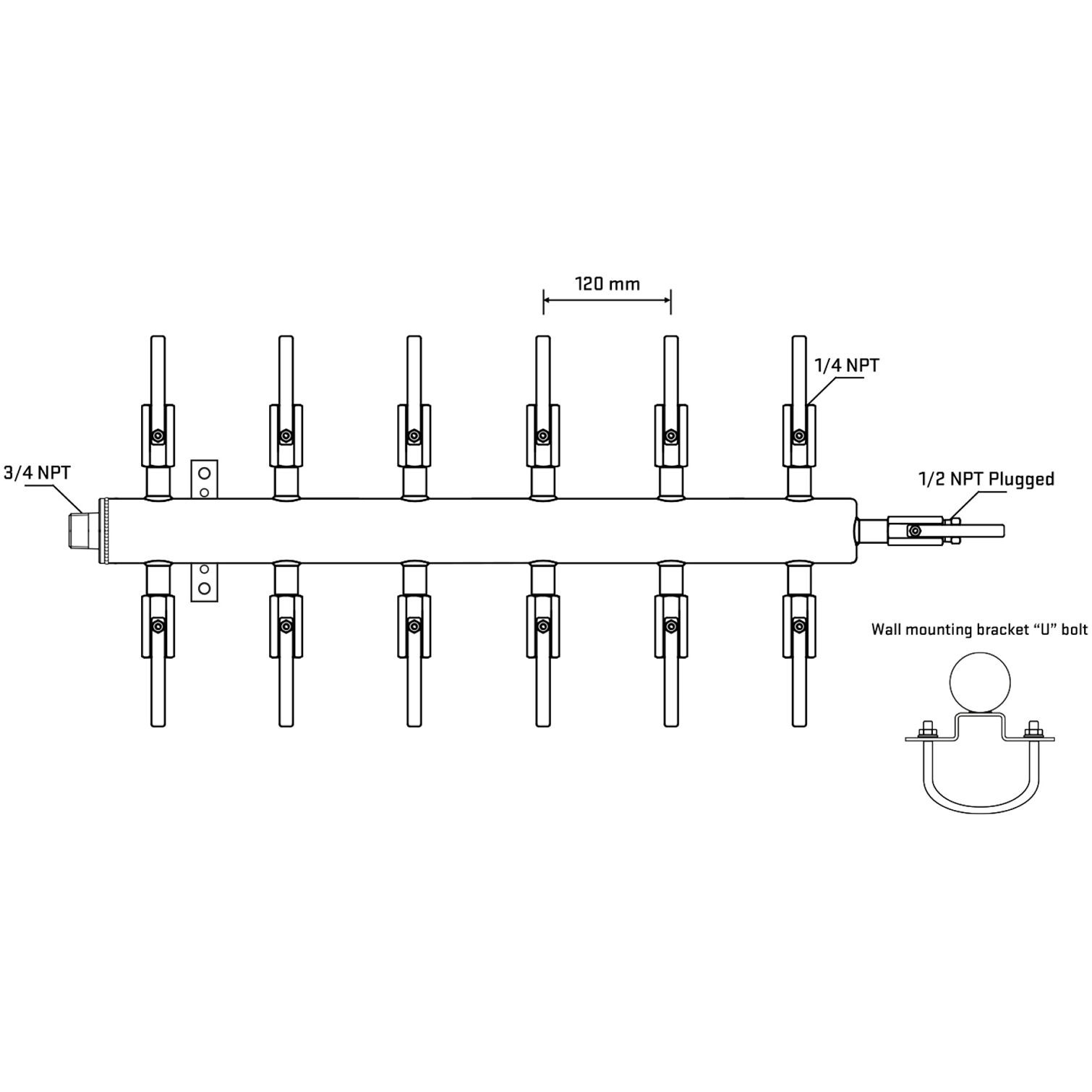 M512B090811 Manifolds Stainless Steel Double Sided
